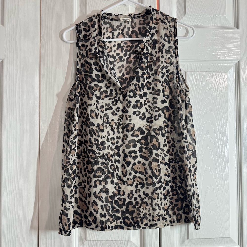 L’agence Sleeveless Leopard Print Sheer Blouse - Size: 4
